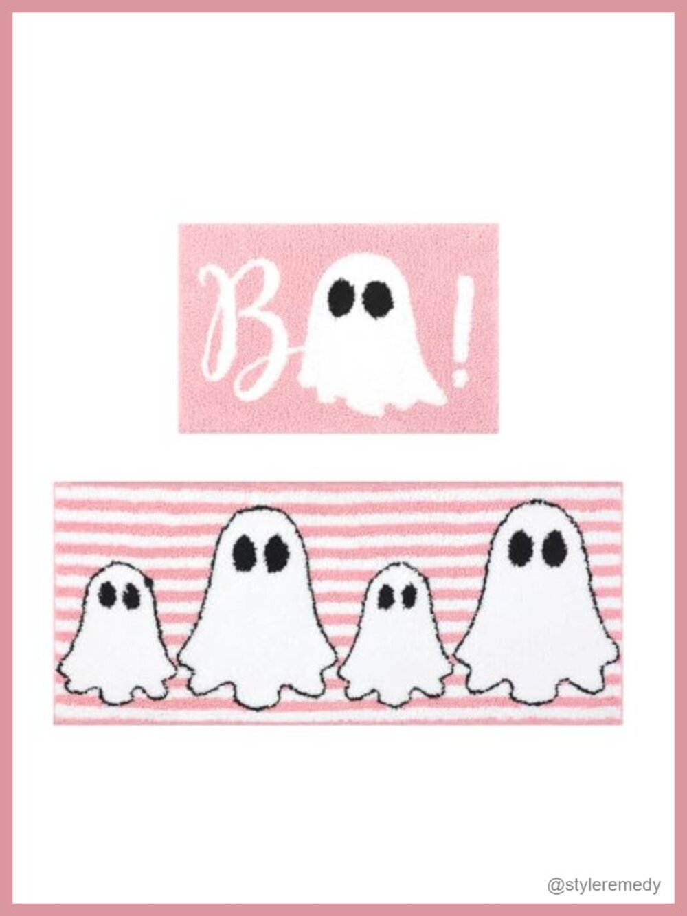 2 Pc Halloween Bath Mat Set - Tufted Ghost Bathroom Rugs 20x47 & 16x24